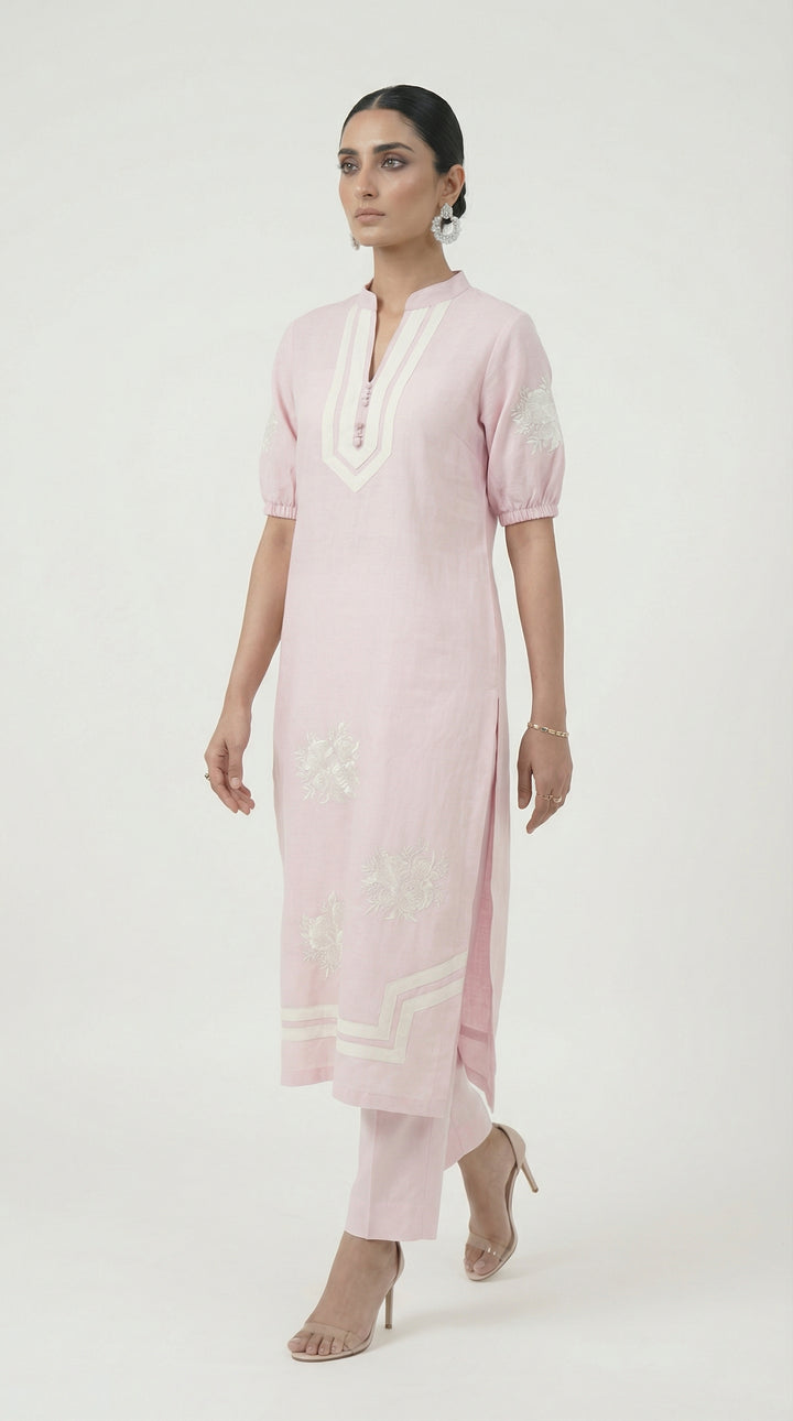 Reema Ahsan - Neve Irish Cotton Suit For Women - Light Pink and White - 2 Piece