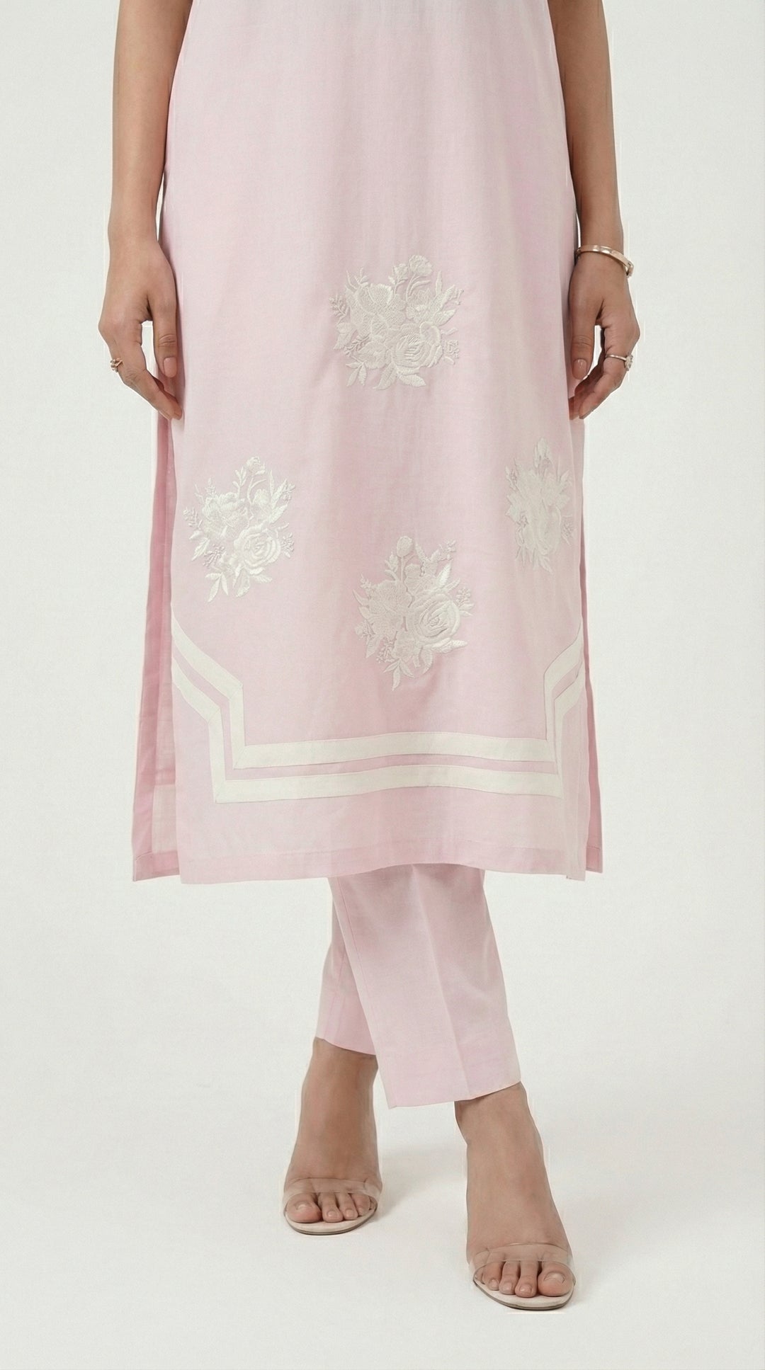 Reema Ahsan - Neve Irish Cotton Suit For Women - Light Pink and White - 2 Piece