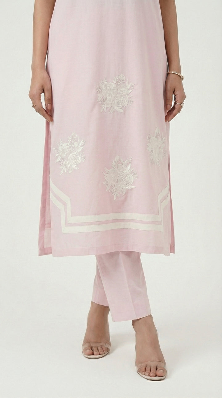 Reema Ahsan - Neve Irish Cotton Suit For Women - Light Pink and White - 2 Piece