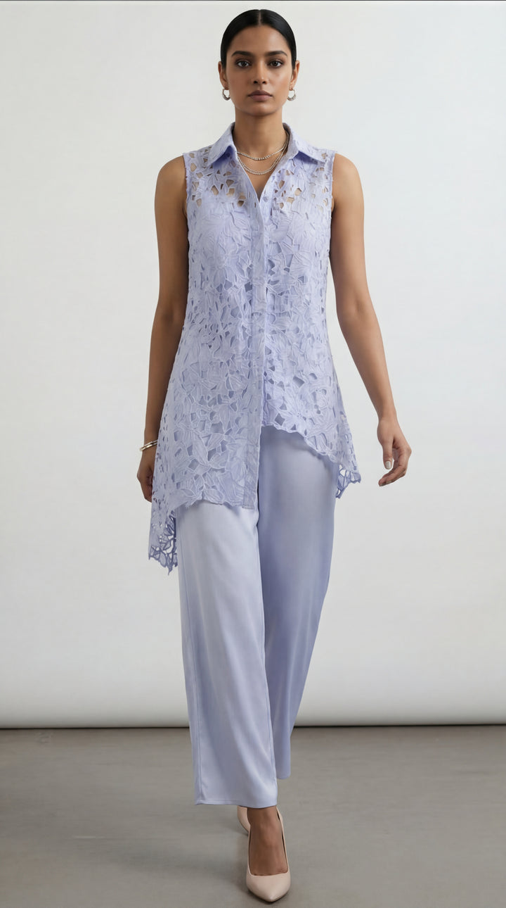 Reema Ahsan - Noa Organza Suit For Women - Light Blue - 3 Piece
