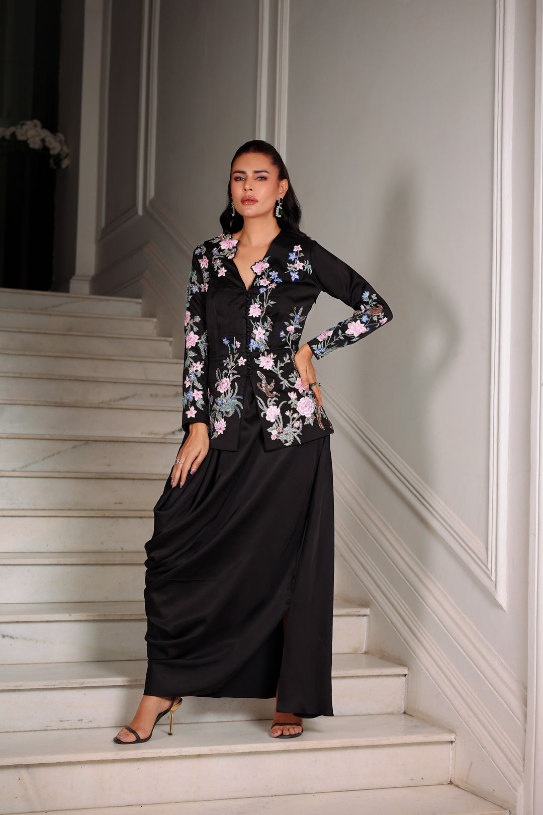 Reema Ahsan - Norey Shamoz Silk Suit For Women - Black - 2 Piece