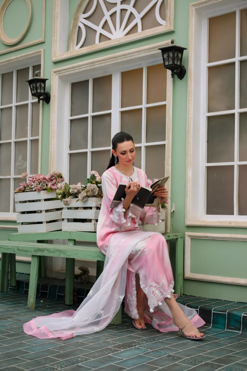 Reema Ahsan - Nuria - PK Raw Silk & Organza - Pink & White - 3 Piece