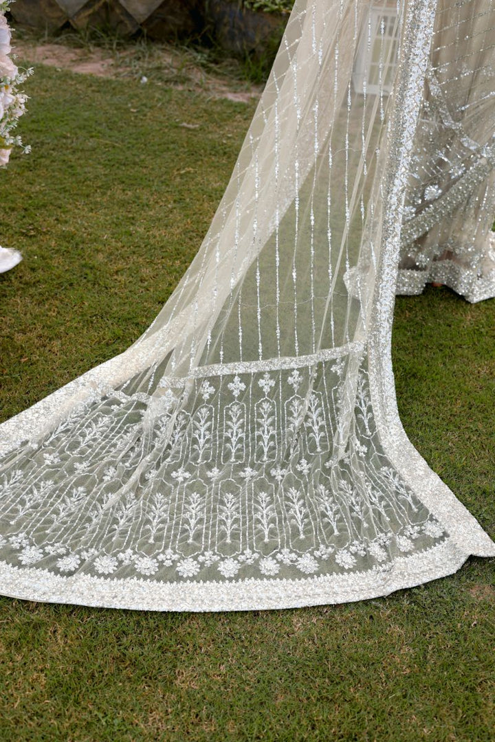 Reema Ahsan - Nurul - Net & Shimmer - Ivory - 3 Piece