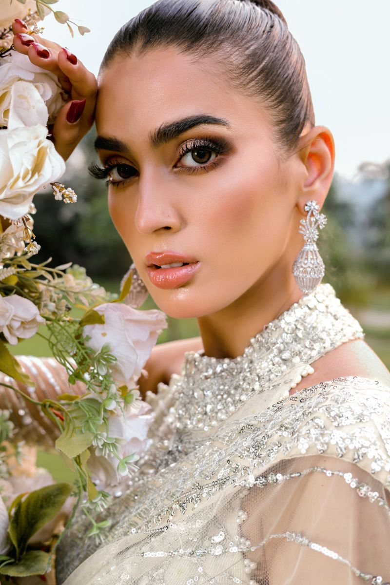 Reema Ahsan - Nurul - Net & Shimmer - Ivory - 3 Piece