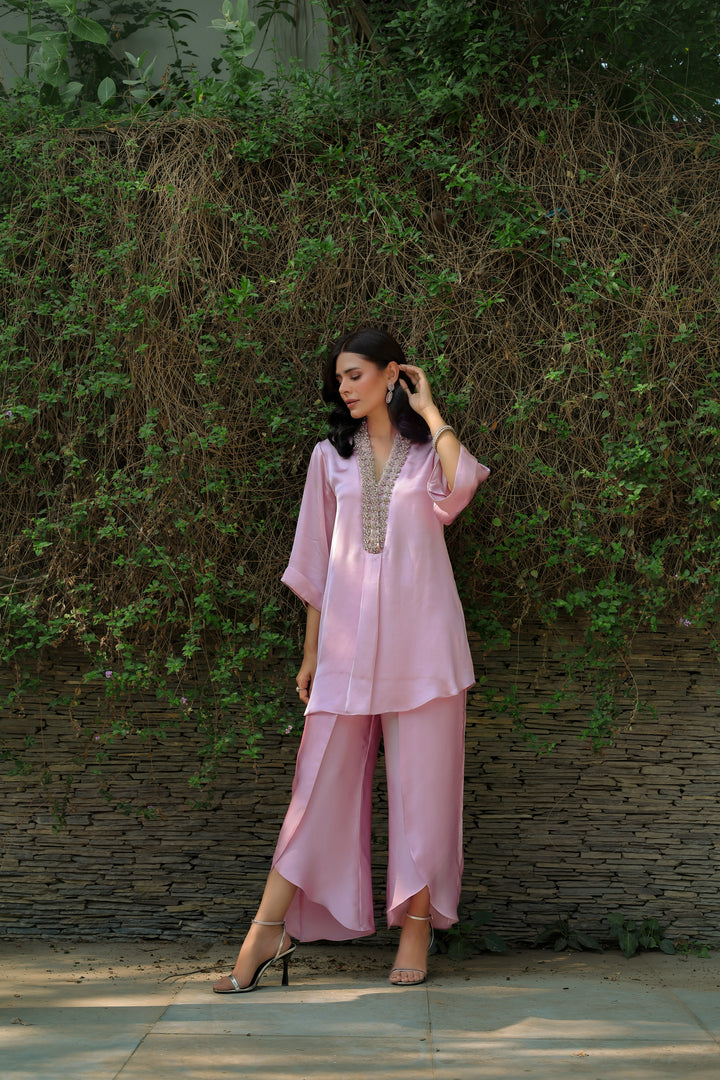 Reema Ahsan - Nyra Shamoz Silk Suit For Women - Light Pink - 3 Piece