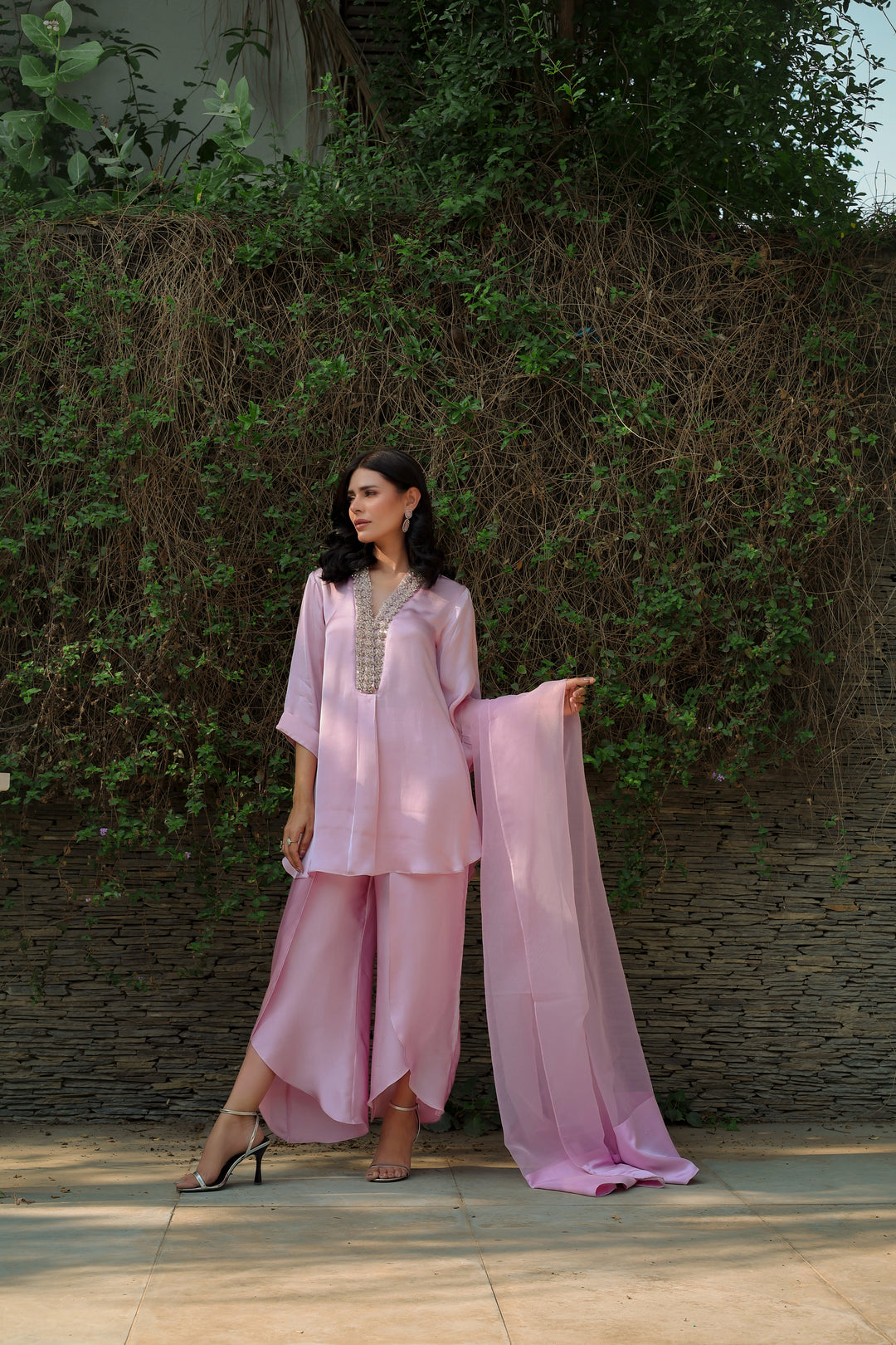 Reema Ahsan - Nyra Shamoz Silk Suit For Women - Light Pink - 3 Piece