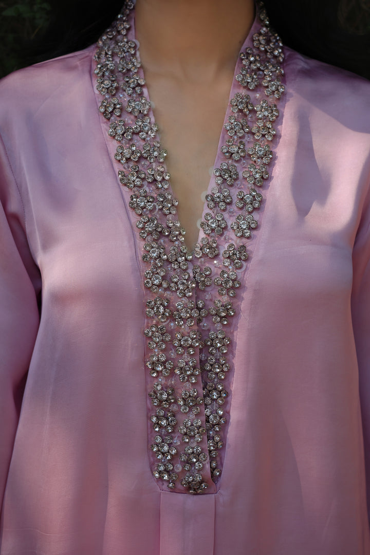 Reema Ahsan - Nyra Shamoz Silk Suit For Women - Light Pink - 3 Piece