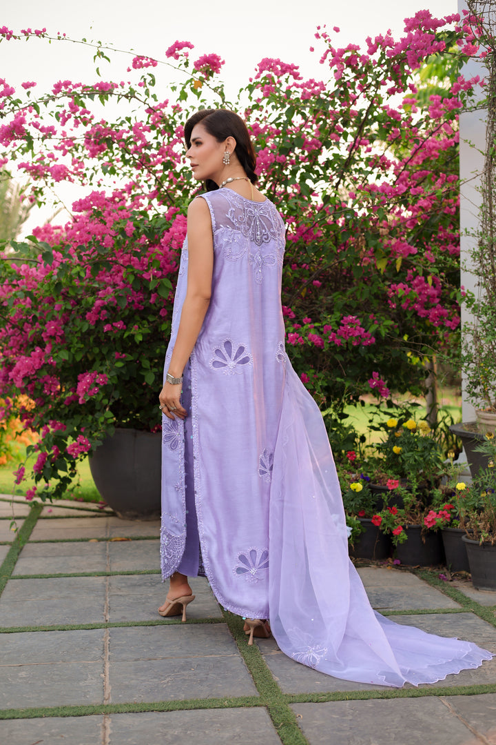 Reema Ahsan - Nysa Khadi Silk Suit For Women - Lilac - 3 Piece