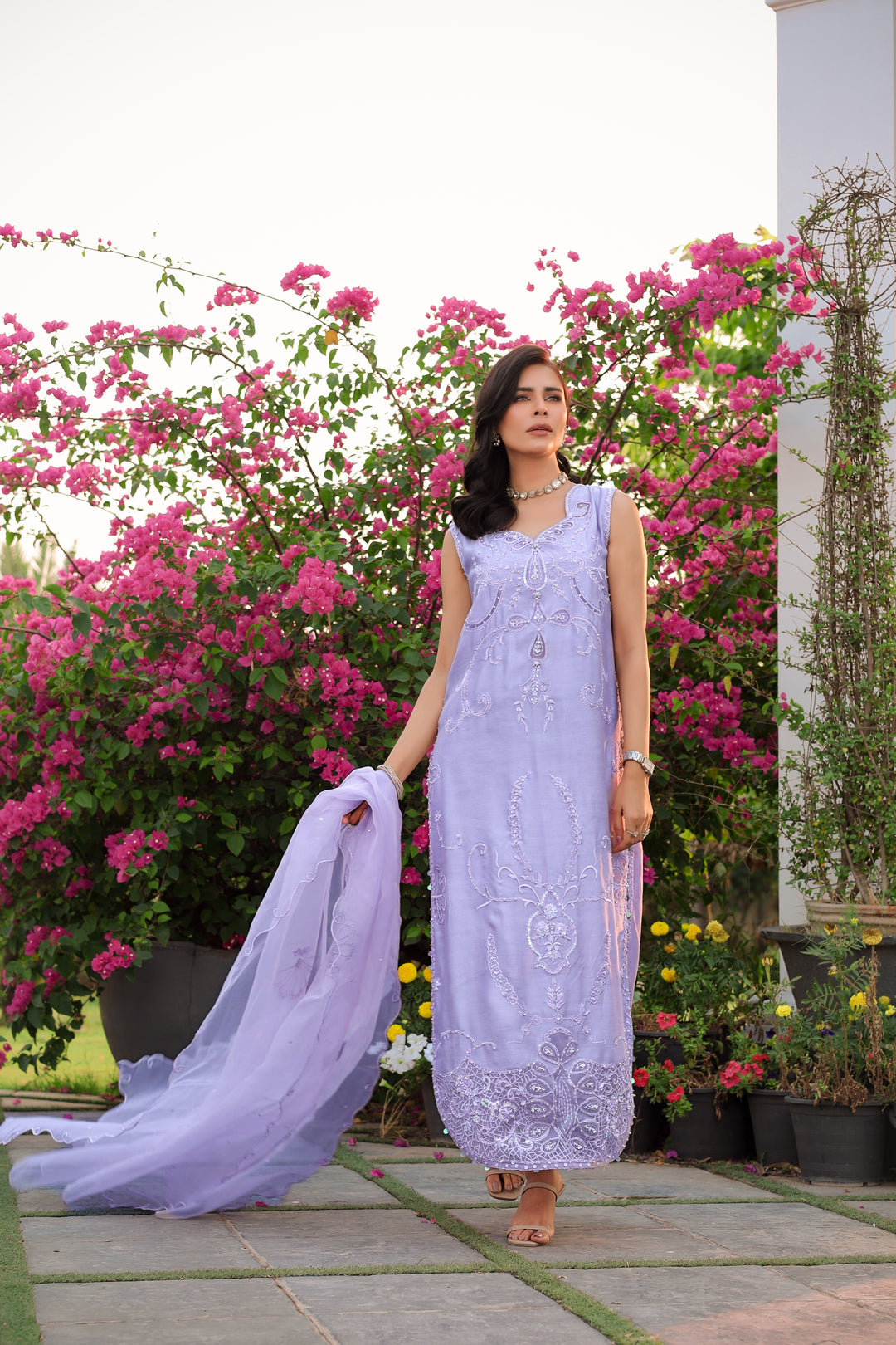 Reema Ahsan - Nysa Khadi Silk Suit For Women - Lilac - 3 Piece