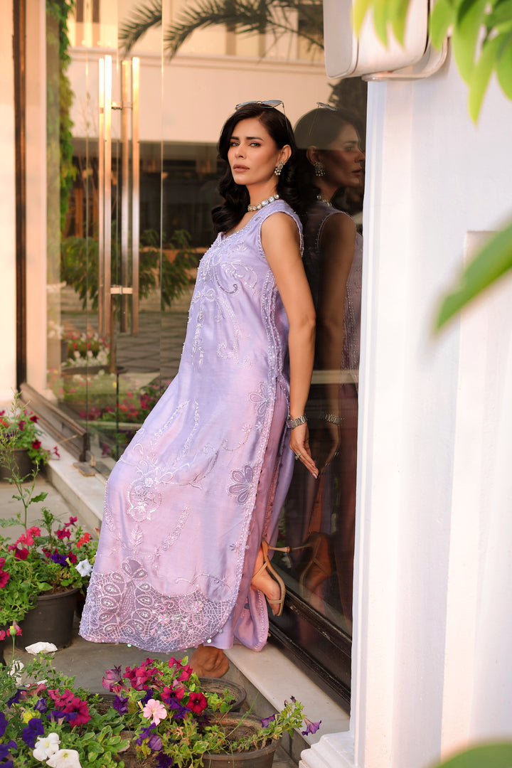 Reema Ahsan - Nysa Khadi Silk Suit For Women - Lilac - 3 Piece