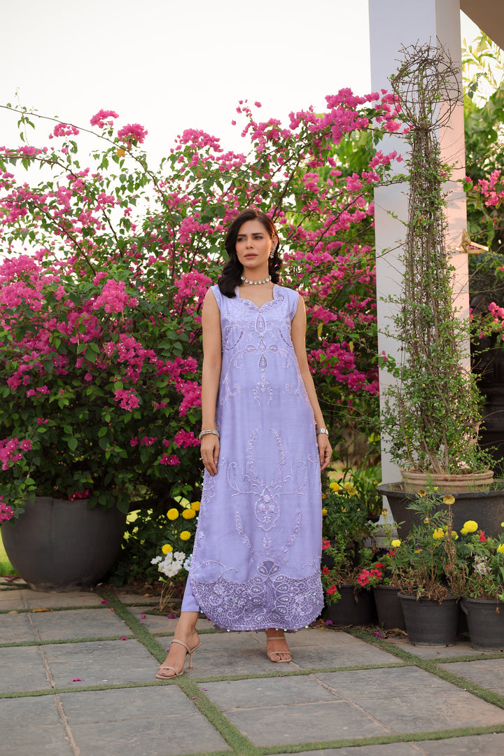 Reema Ahsan - Nysa Khadi Silk Suit For Women - Lilac - 3 Piece