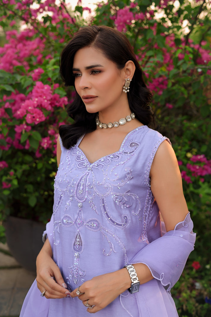 Reema Ahsan - Nysa Khadi Silk Suit For Women - Lilac - 3 Piece