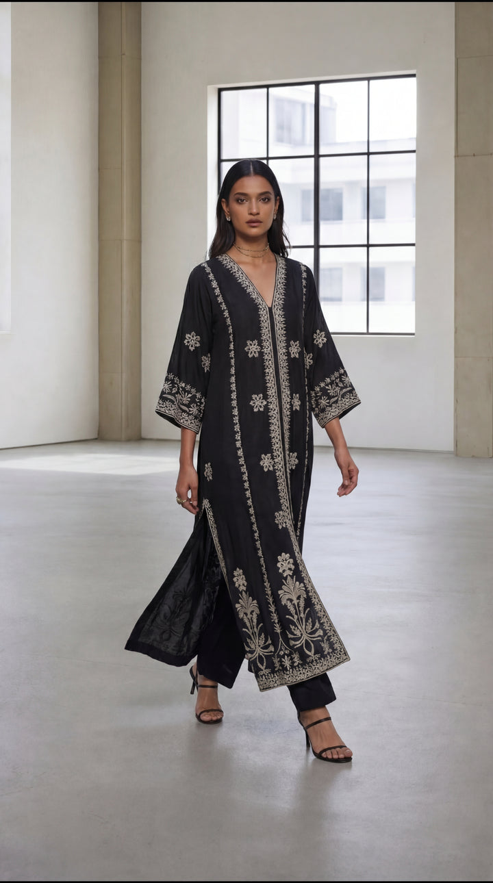 Reema Ahsan - Orlena Georget Suit For Women - Black and White - 2 Piece