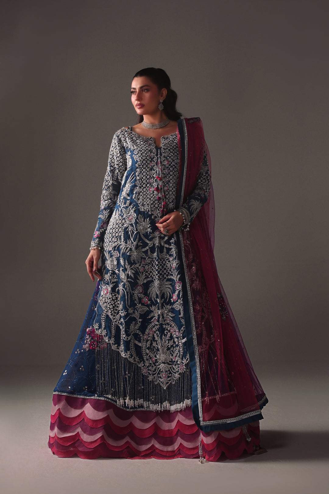 Reema Ahsan - Parisa Organza & Mukesh Chiffon Suit For Women - Teal - 3 Piece