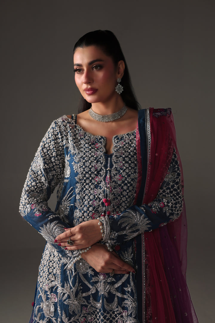 Reema Ahsan - Parisa Organza & Mukesh Chiffon Suit For Women - Teal - 3 Piece