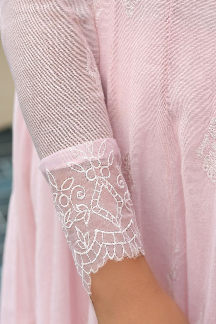 Reema Ahsan - Rea - Cotton Net & Organza - Powder Pink - 3 Piece