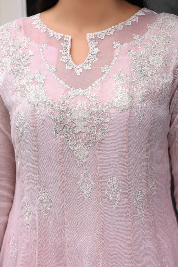 Reema Ahsan - Rea - Cotton Net & Organza - Powder Pink - 3 Piece