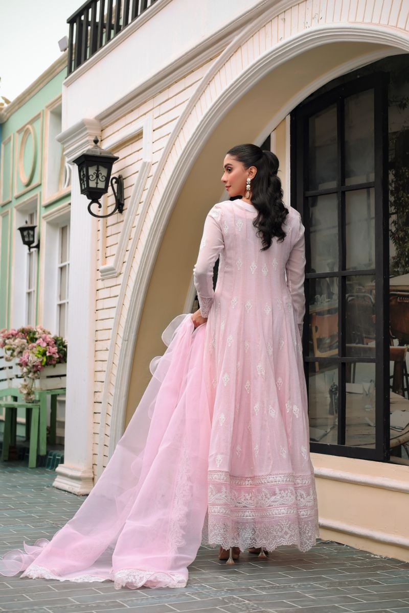 Reema Ahsan - Rea - Cotton Net & Organza - Powder Pink - 3 Piece