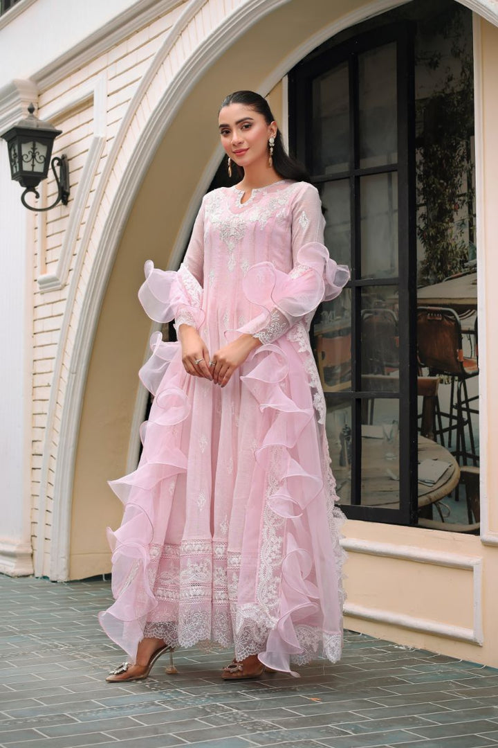 Reema Ahsan - Rea - Cotton Net & Organza - Powder Pink - 3 Piece