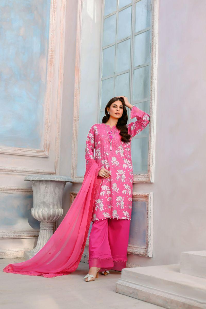 Reema Ahsan - Reha - Lawn - Shoking pink - 3 Piece