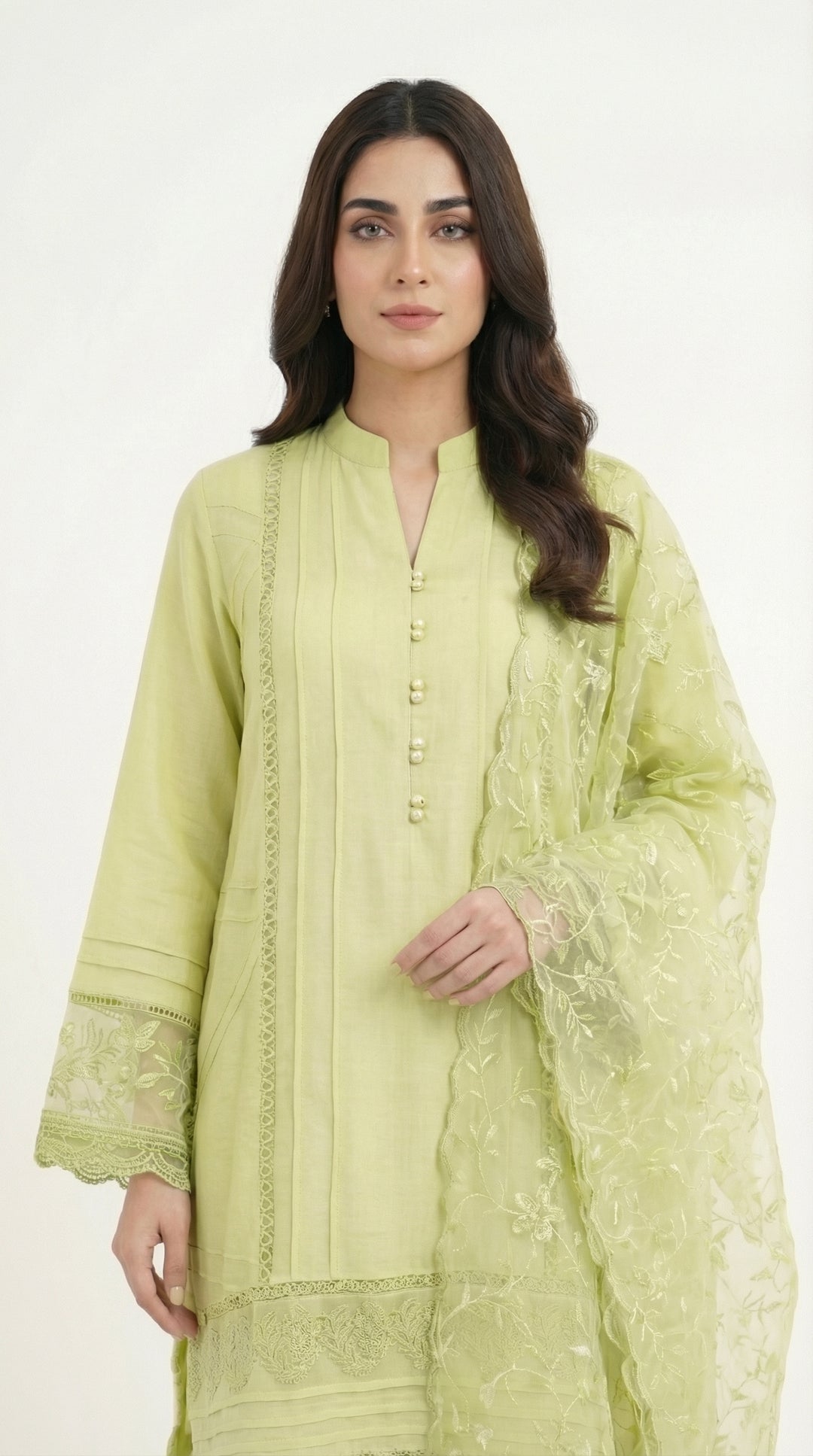 Reema Ahsan - Renaya Cora Cotton Suit For Women - Line Green - 3 Piece