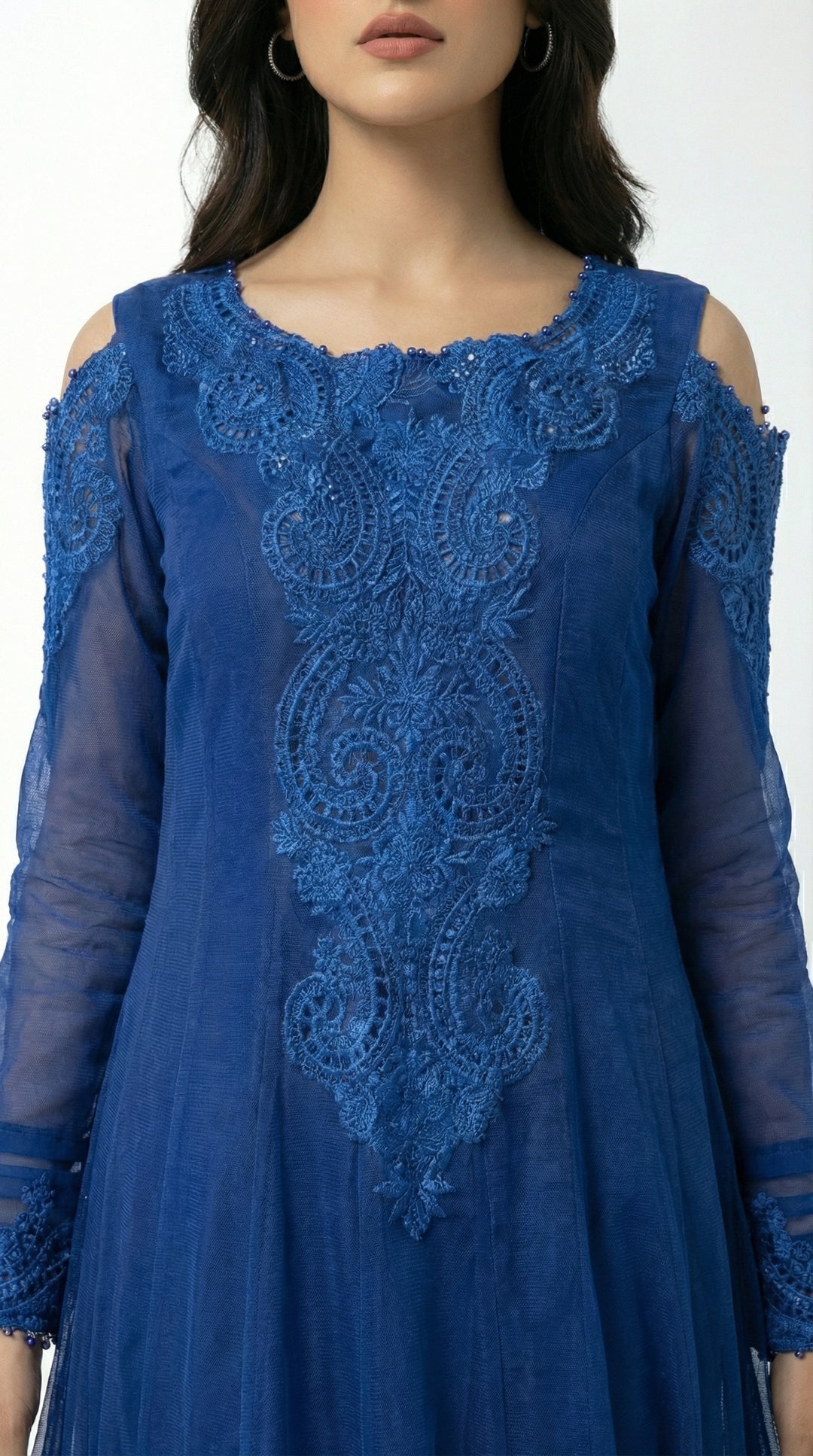 Reema Ahsan - Rida Cotton Net Suit For Women - Royal Blue - 3 Piece