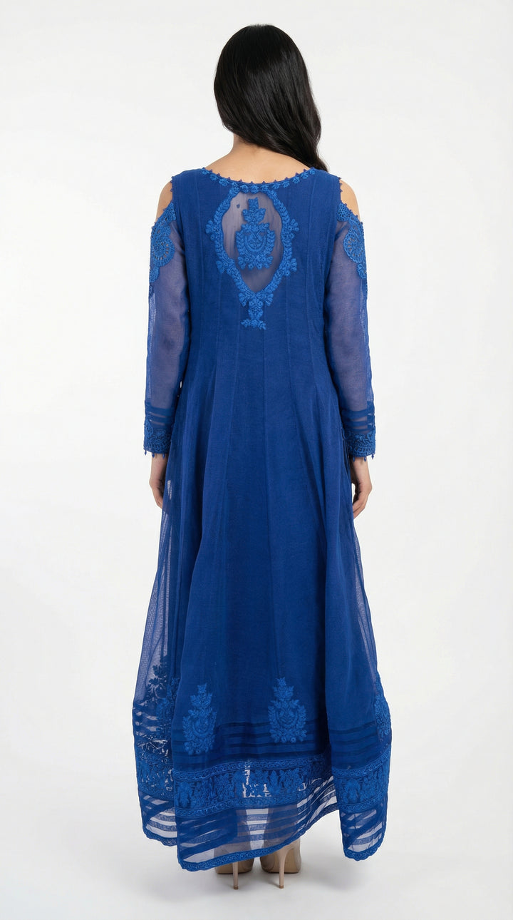 Reema Ahsan - Rida Cotton Net Suit For Women - Royal Blue - 3 Piece