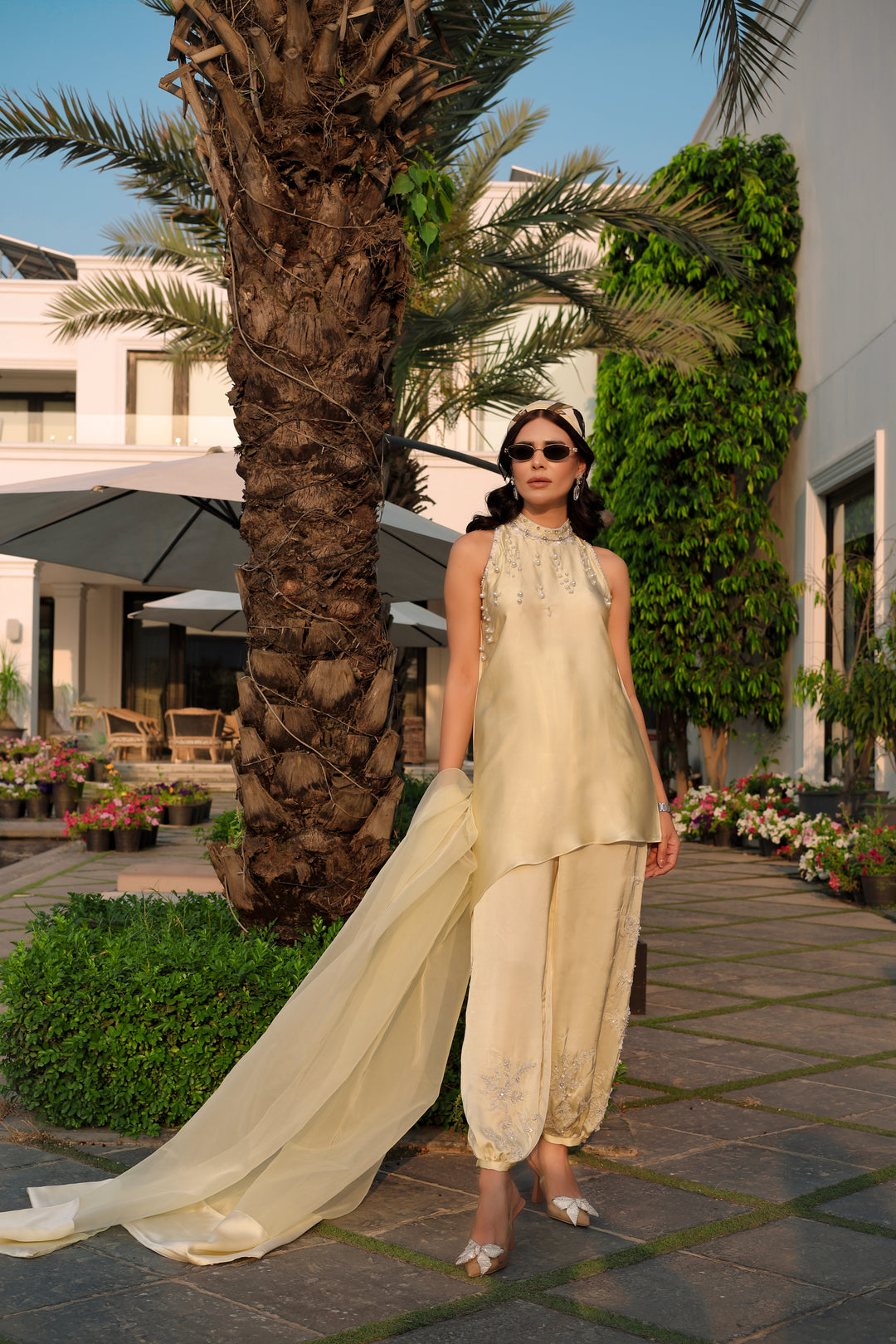 Reema Ahsan - Rina Shamoz Silk Suit For Women - Yellow - 3 Piece