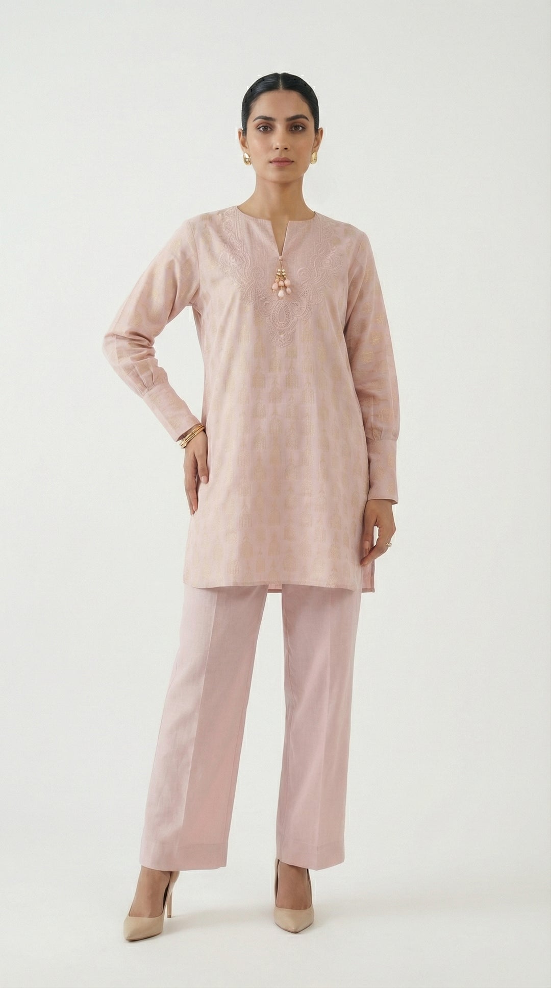 Reema Ahsan - Rosa Jaquard Lawn Suit For Women - Light Pink - 2 Piece