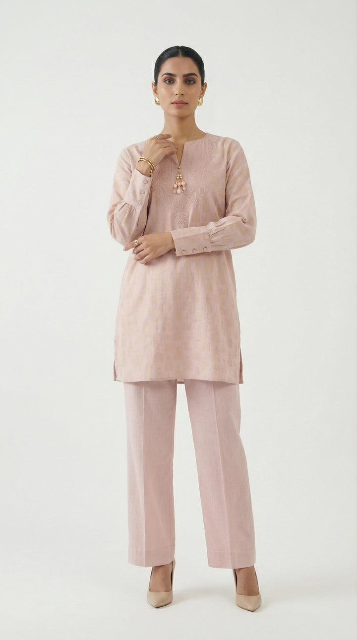 Reema Ahsan - Rosa Jaquard Lawn Suit For Women - Light Pink - 2 Piece