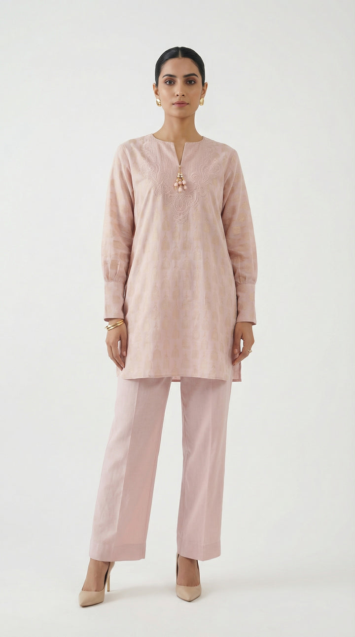 Reema Ahsan - Rosa Jaquard Lawn Suit For Women - Light Pink - 2 Piece