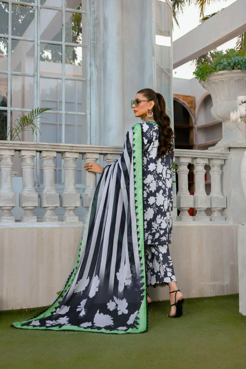 Reema Ahsan - Seline - Lawn & Silk - Black&white - 3 Piece