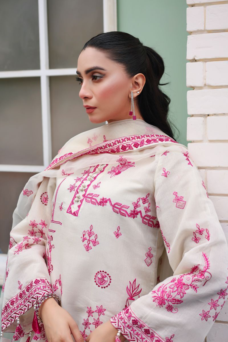 Reema Ahsan - Serena  - Kora Cotton & Lawn with Organza - Off-White - 3 Piece