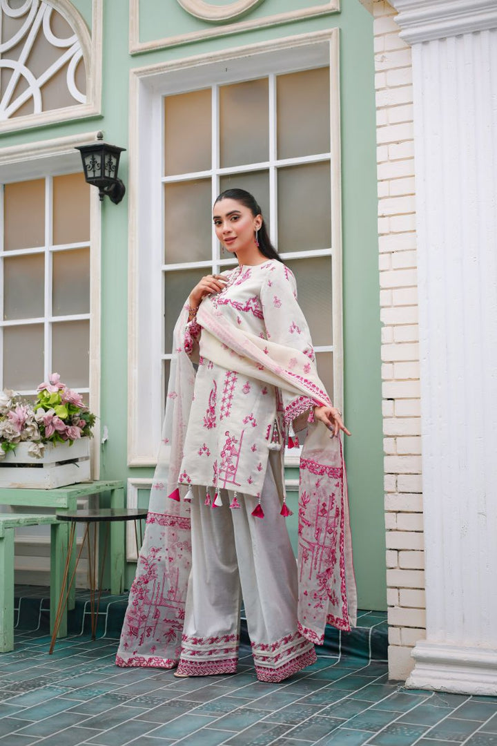 Reema Ahsan - Serena  - Kora Cotton & Lawn with Organza - Off-White - 3 Piece
