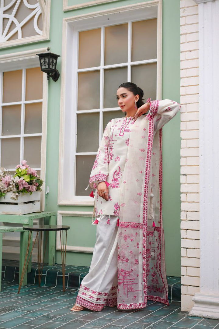 Reema Ahsan - Serena  - Kora Cotton & Lawn with Organza - Off-White - 3 Piece