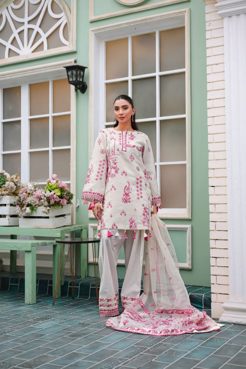 Reema Ahsan - Serena  - Kora Cotton & Lawn with Organza - Off-White - 3 Piece