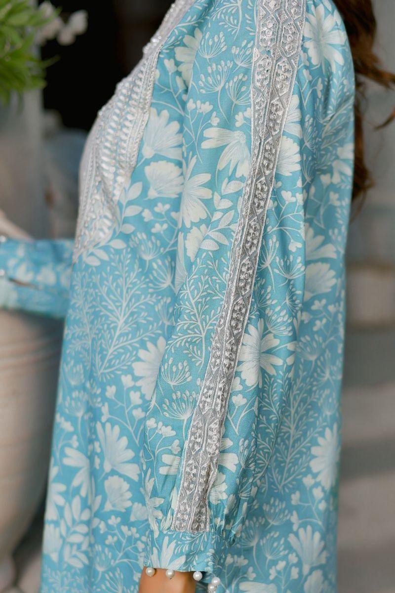 Reema Ahsan - Sibel - Lawn & Chiffon - Ice blue - 3 Piece