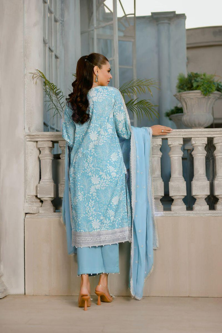 Reema Ahsan - Sibel - Lawn & Chiffon - Ice blue - 3 Piece