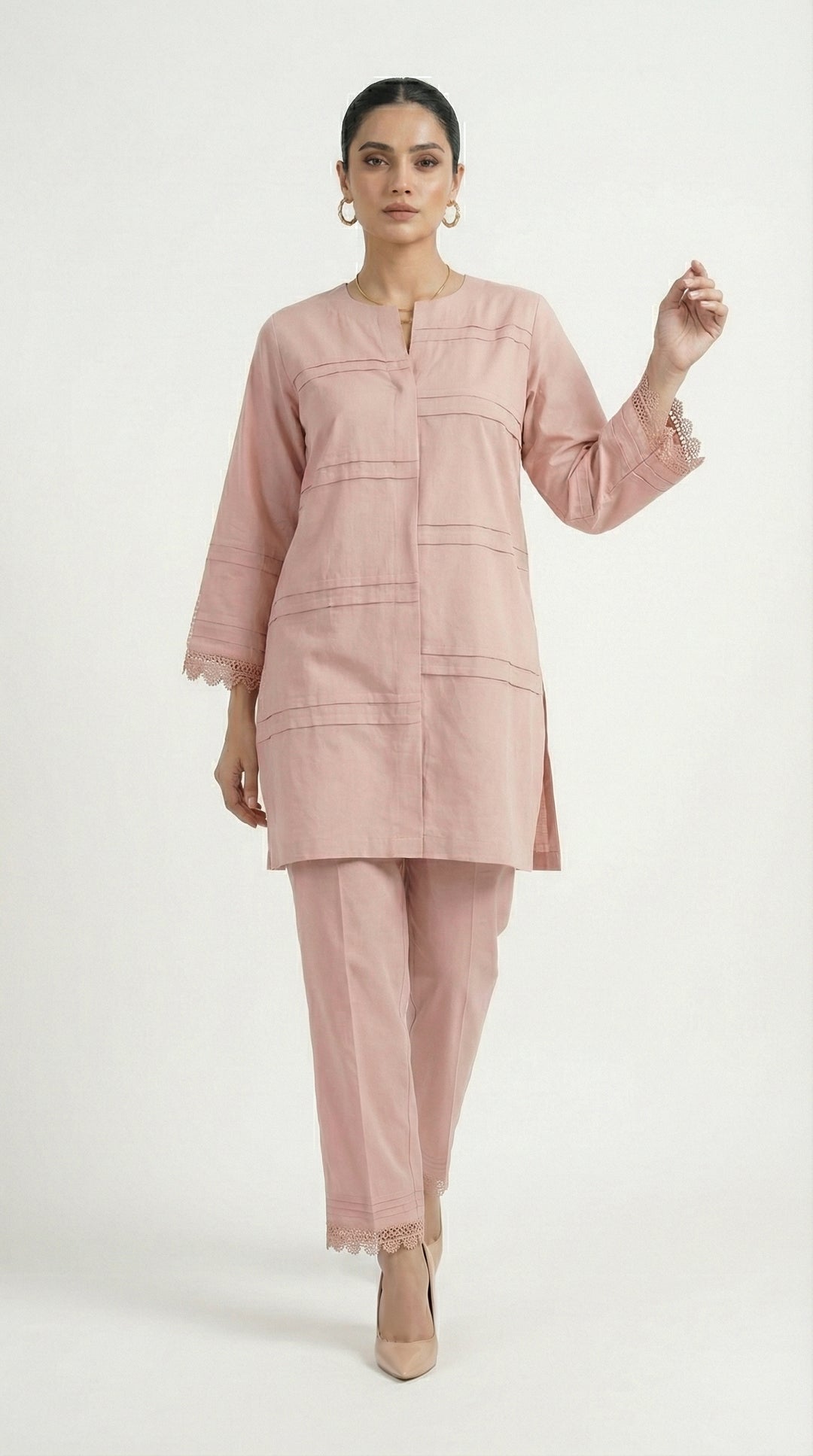 Reema Ahsan - Tavia Cotton Suit For Women - Light Pink - 2 Piece