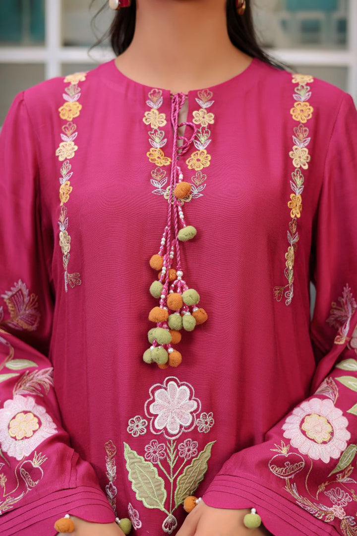 Reema Ahsan - Tiya  - Silk - Magenta - 2 Piece