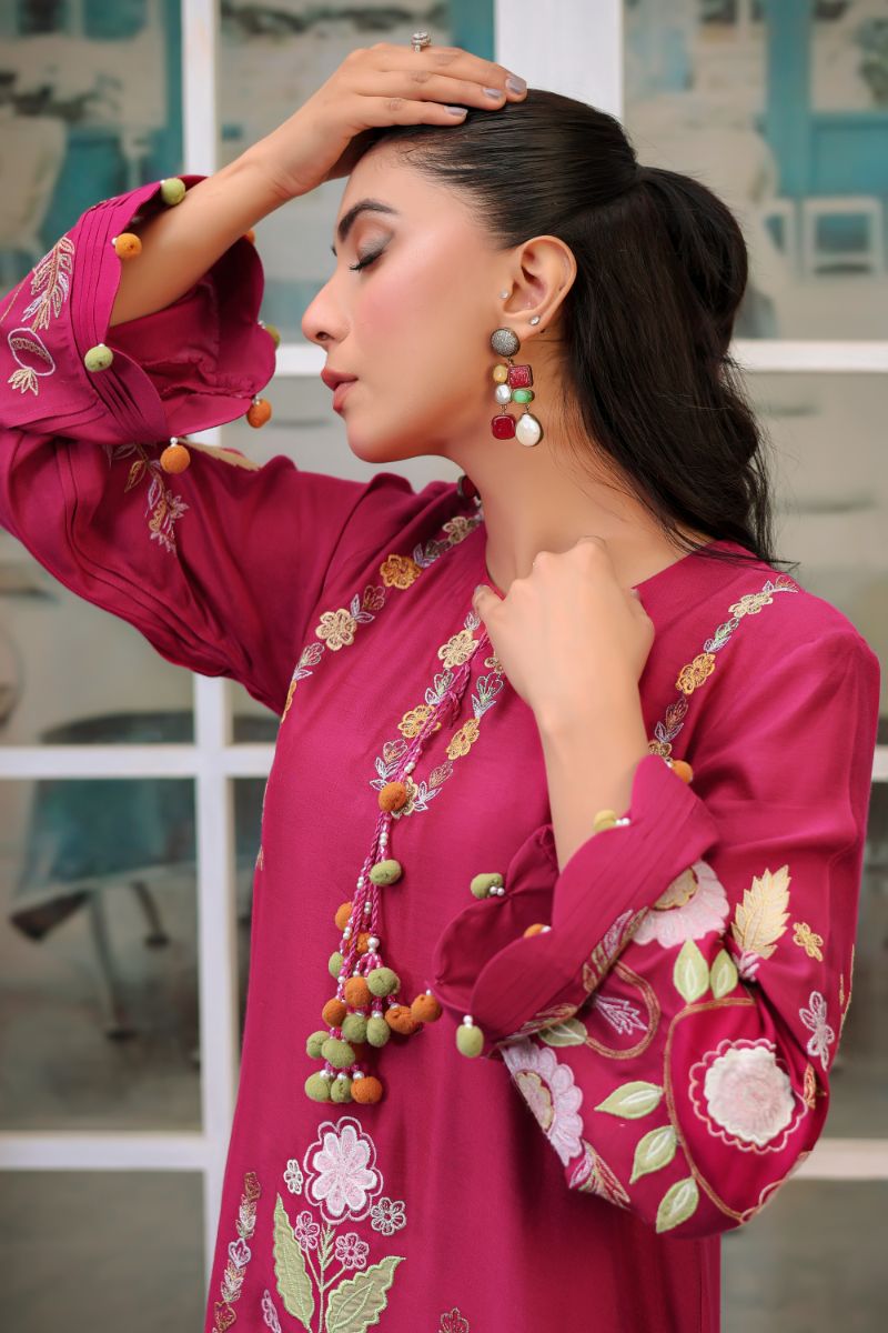Reema Ahsan - Tiya  - Silk - Magenta - 2 Piece