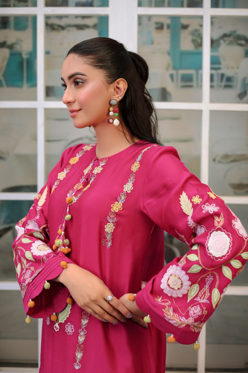 Reema Ahsan - Tiya  - Silk - Magenta - 2 Piece