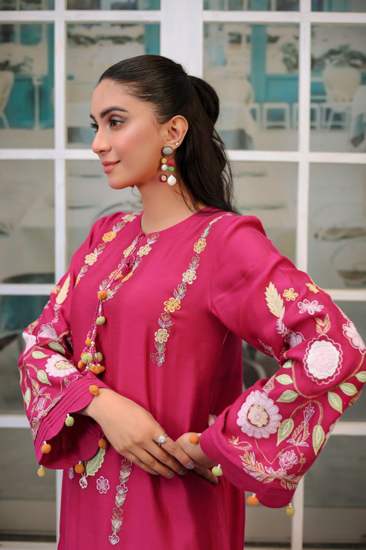 Reema Ahsan - Tiya  - Silk - Magenta - 2 Piece