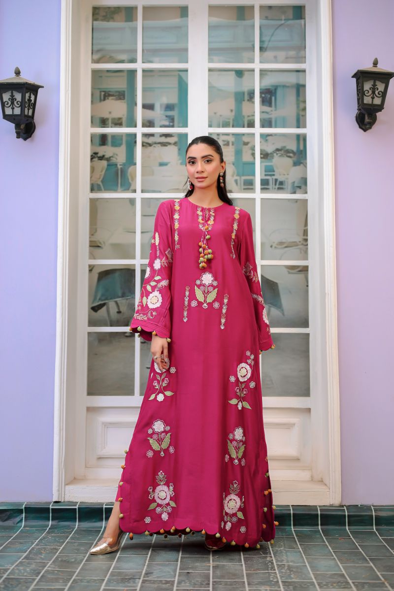 Reema Ahsan - Tiya  - Silk - Magenta - 2 Piece