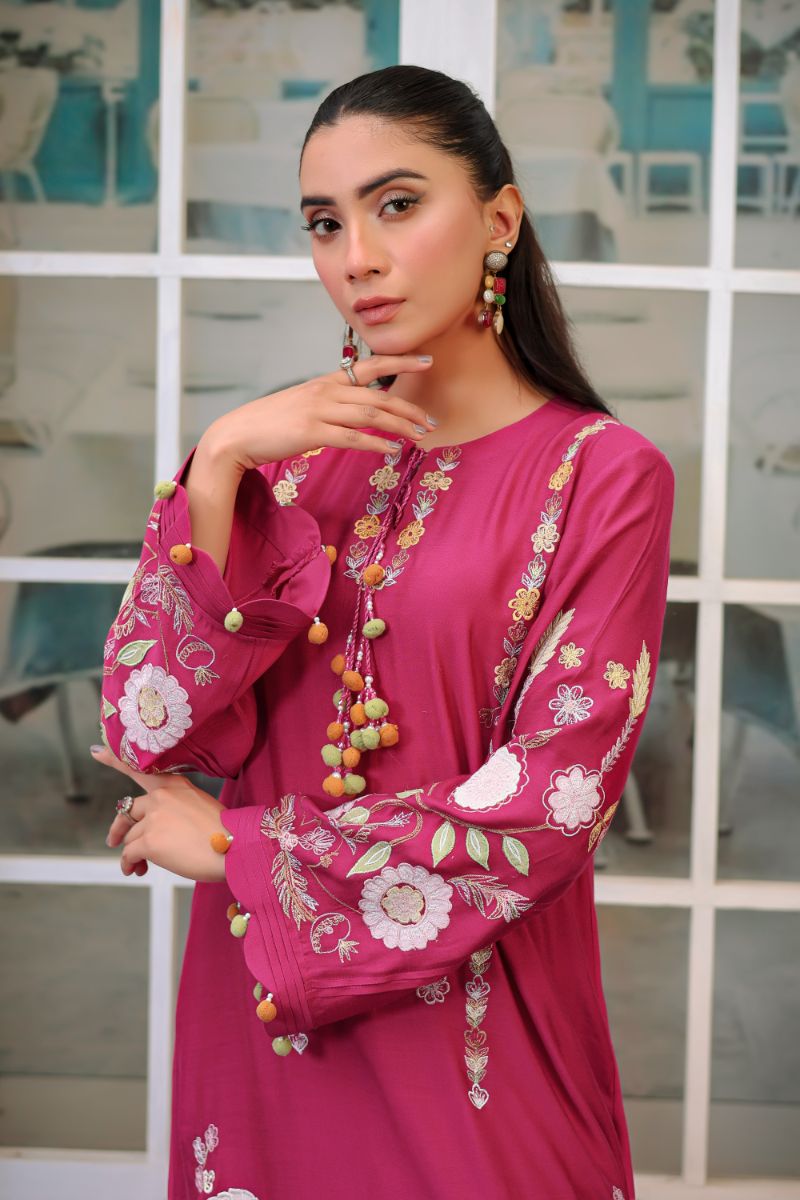 Reema Ahsan - Tiya  - Silk - Magenta - 2 Piece