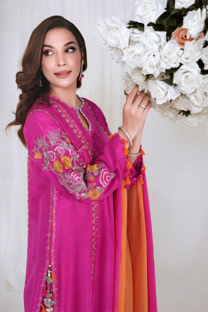 Reema Ahsan - VANYA - Pure raw silk - Magenta pink - 3 Piece