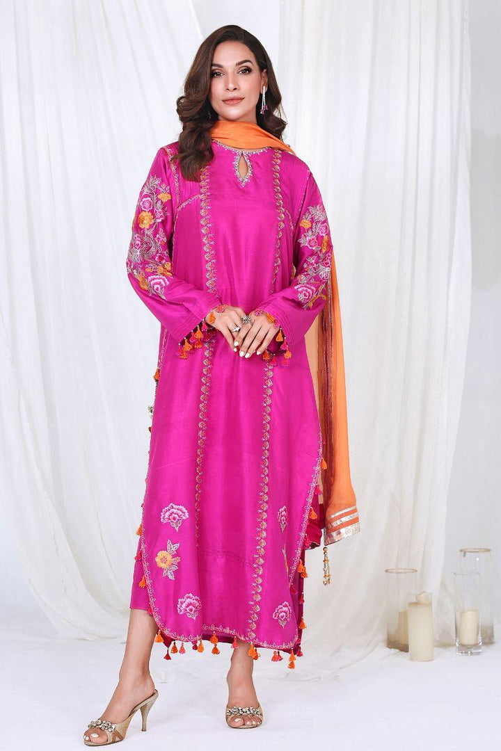 Reema Ahsan - VANYA - Pure raw silk - Magenta pink - 3 Piece