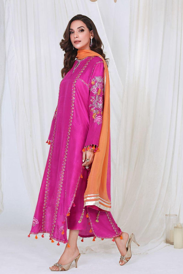 Reema Ahsan - VANYA - Pure raw silk - Magenta pink - 3 Piece