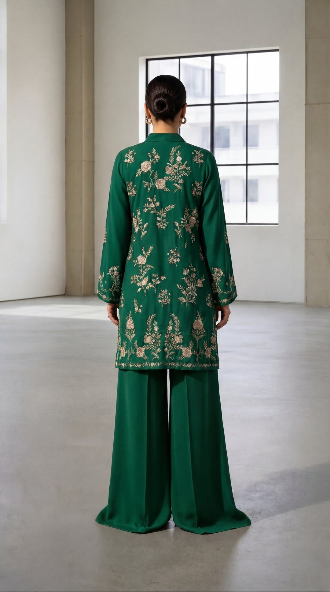 Reema Ahsan - Zaira Georget Suit For Women - Bottle Green - 3 Piece