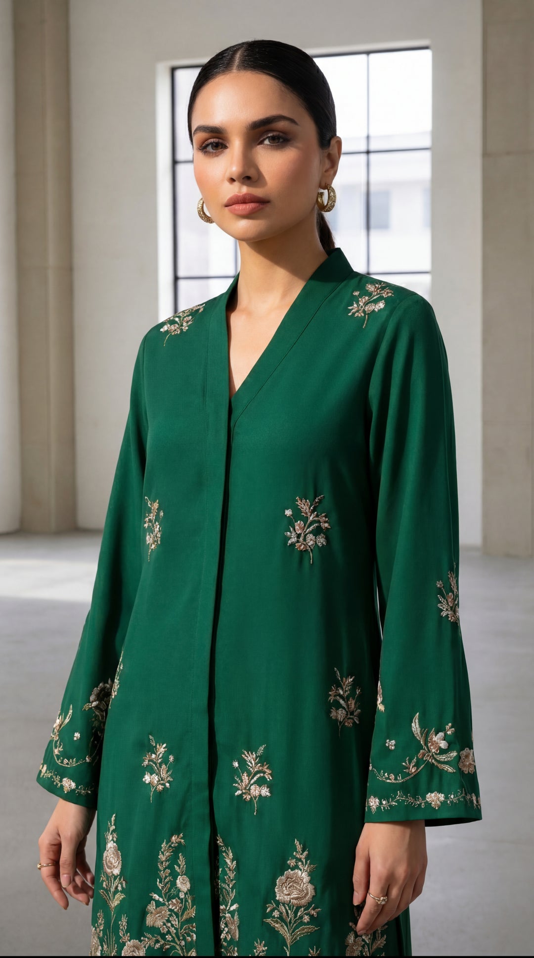 Reema Ahsan - Zaira Georget Suit For Women - Bottle Green - 3 Piece